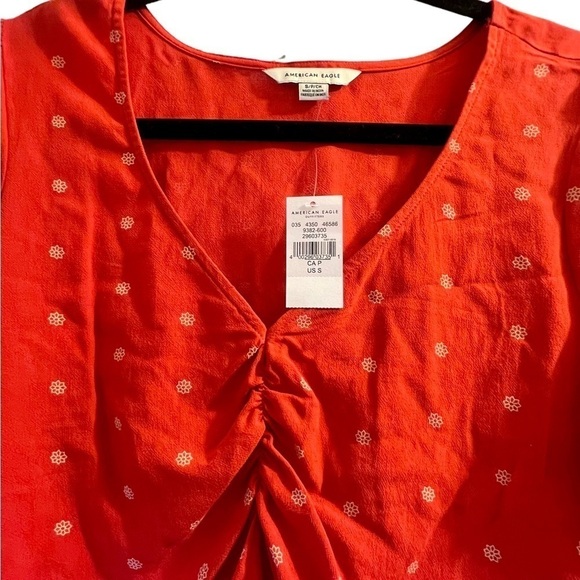 Sale American Eagle Women’s Top S Orange Cropped Long Sleeves - Picture 3 of 11